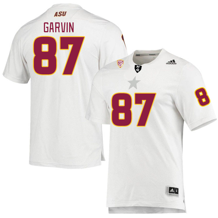 Men #87 Colby Garvin Arizona State Sun Devils College Football Jerseys Stitched Sale-White - Click Image to Close